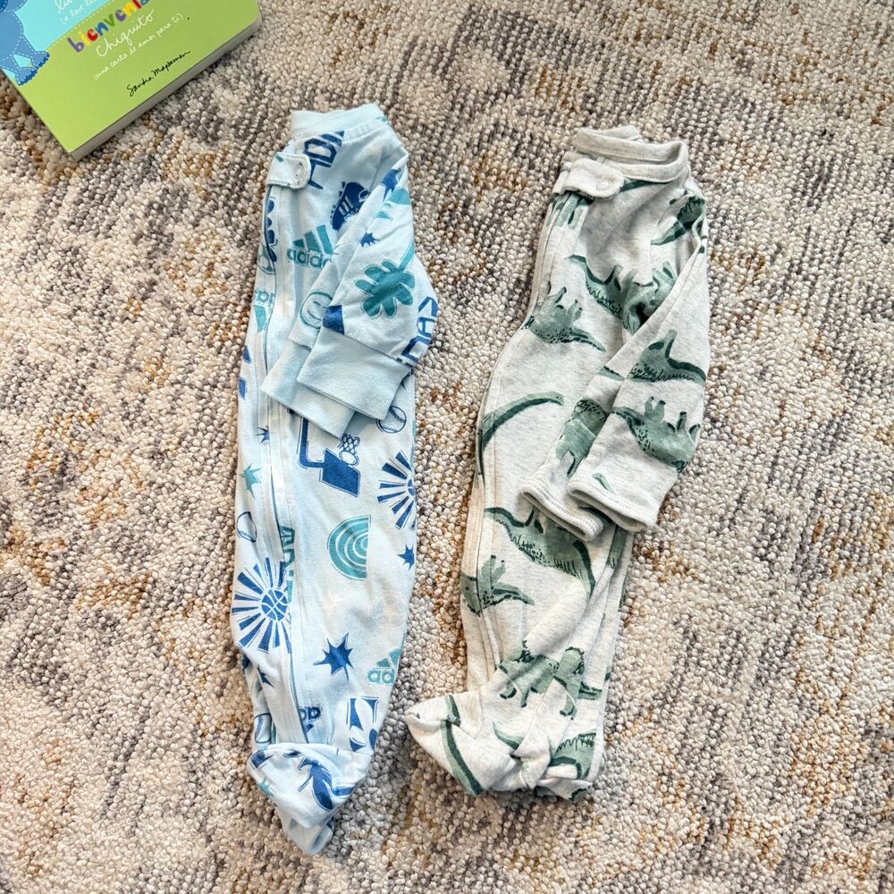 Adidas & Carter's Baby Boy Sleep N Play Pajama Bundle NB 0-3M